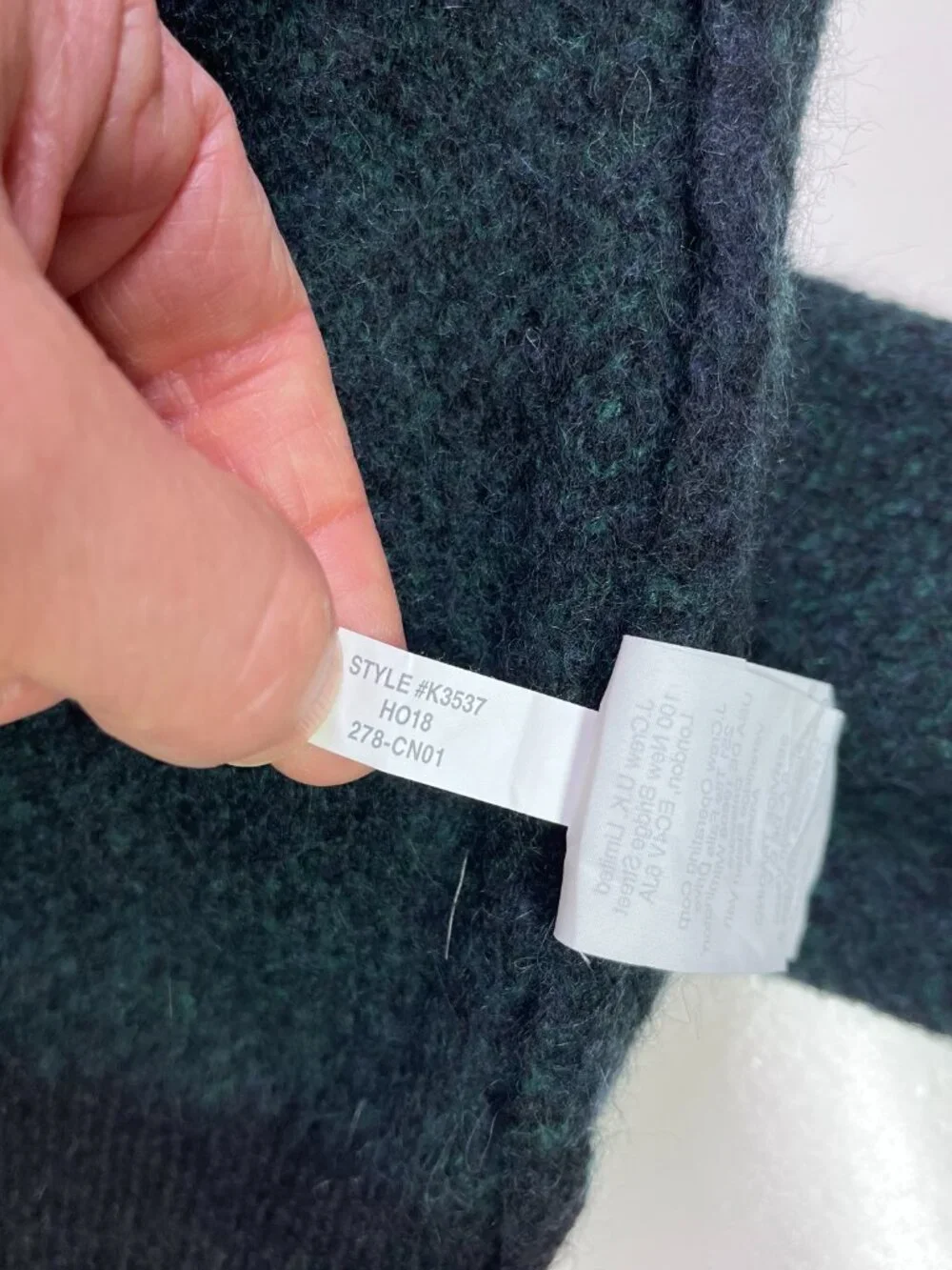 J. Crew Men's XL Fuzzy Knit Sweater Alpaca Plaid Blue Black Green